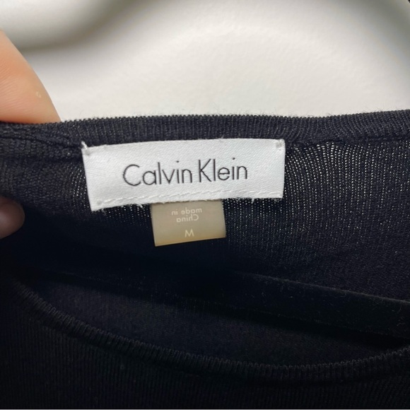 Calvin Klein Women’s Black Knit Dress Tie Sleeve Detail formal party Size M - Picture 3 of 8
